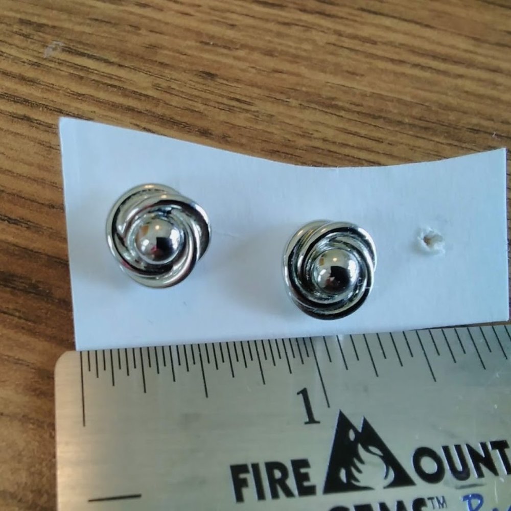 Silver tone Pierced "Knot" Earrings